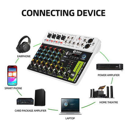DEBRA V8 8-Channels Audio Mixer Live Recording Reverb, V8, 8V4
