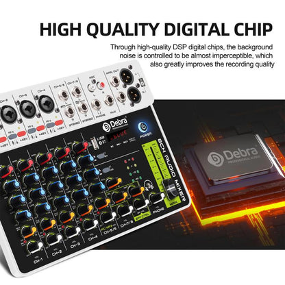 DEBRA V8 8-Channels Audio Mixer Live Recording Reverb, V8, 8V4