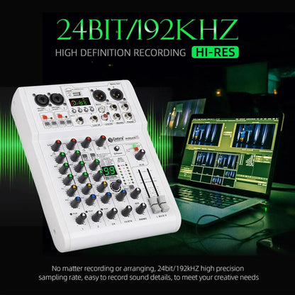 DEBRA PRMX-6 4-Channels Audio Mixer DSP Reverb for Live Recording, PRMX-6