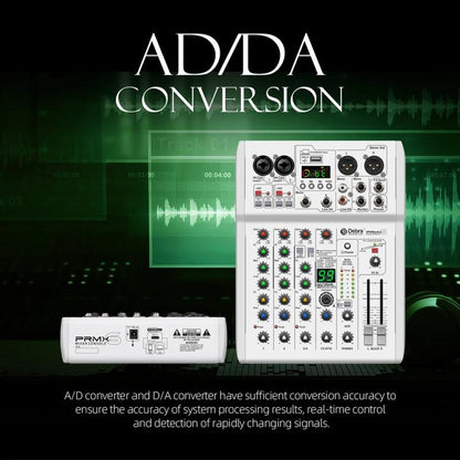 DEBRA PRMX-6 4-Channels Audio Mixer DSP Reverb for Live Recording, PRMX-6