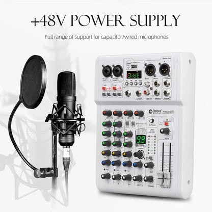 DEBRA PRMX-6 4-Channels Audio Mixer DSP Reverb for Live Recording, PRMX-6