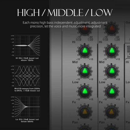 DEBRA PRMX-6 4-Channels Audio Mixer DSP Reverb for Live Recording, PRMX-6
