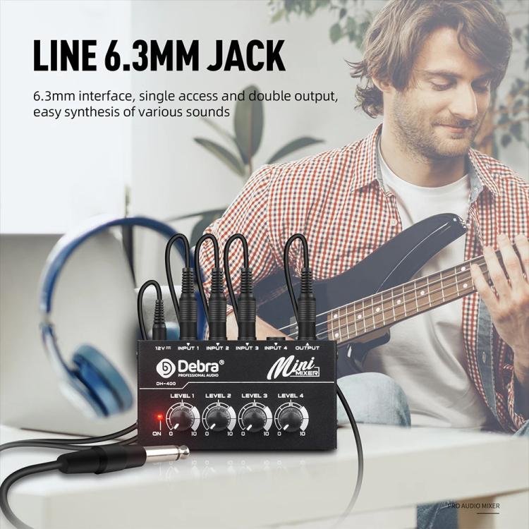 DEBRA M094 4-Channels Audio Mixer Musical Instrument Live Streaming Reverb, US Plug, EU Plug, AU Plug, UK Plug