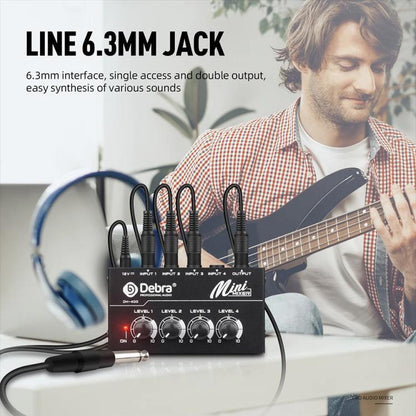 DEBRA M094 4-Channels Audio Mixer Musical Instrument Live Streaming Reverb, US Plug, EU Plug, AU Plug, UK Plug