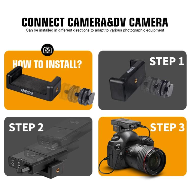 DEBRA DV-01 Wireless Lavalier Microphone TX & RX Outdoor Interview Live Broadcast, DV-01