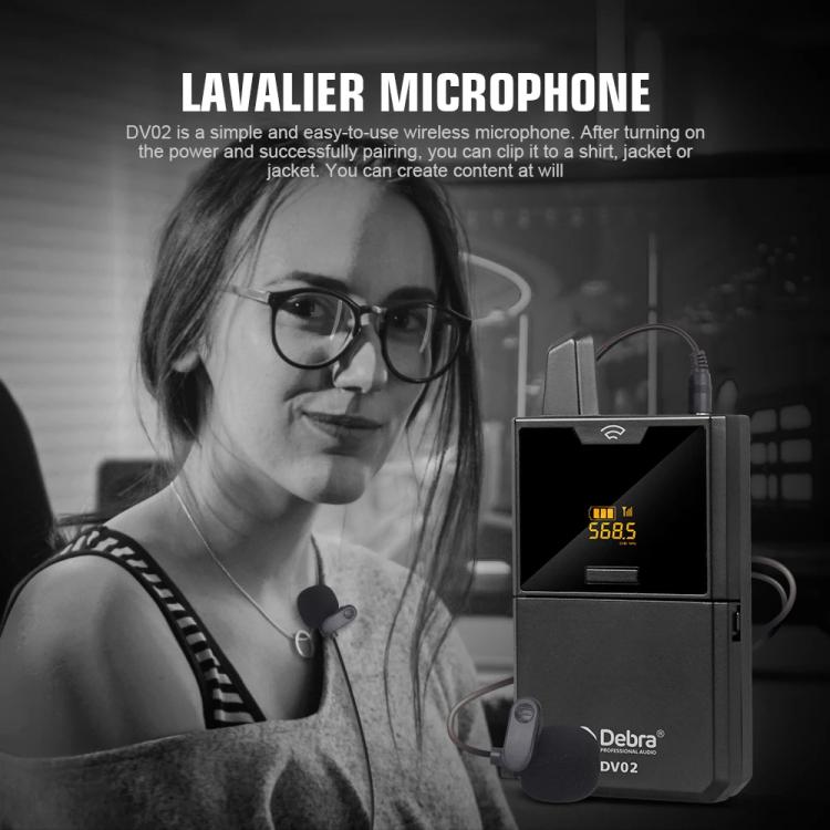 DEBRA DV-01 Wireless Lavalier Microphone TX & RX Outdoor Interview Live Broadcast, DV-01