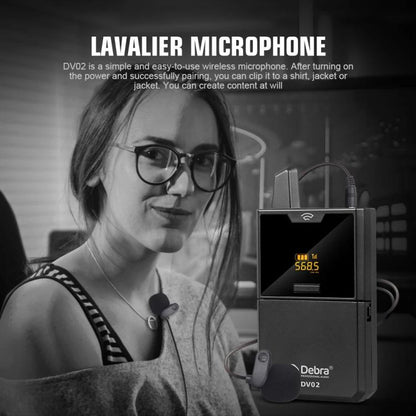 DEBRA DV-01 Wireless Lavalier Microphone TX & RX Outdoor Interview Live Broadcast, DV-01