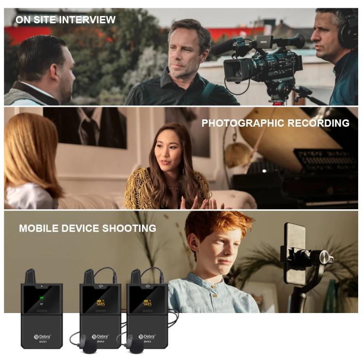 DEBRA DV-01 Wireless Lavalier Microphone TX & RX Outdoor Interview Live Broadcast, DV-01