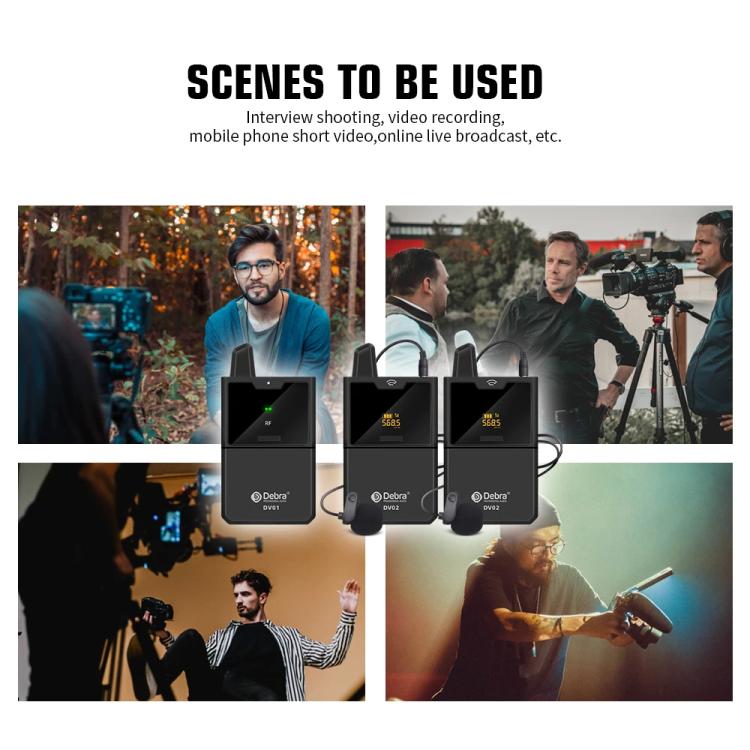 DEBRA DV-01 Wireless Lavalier Microphone TX & RX Outdoor Interview Live Broadcast, DV-01