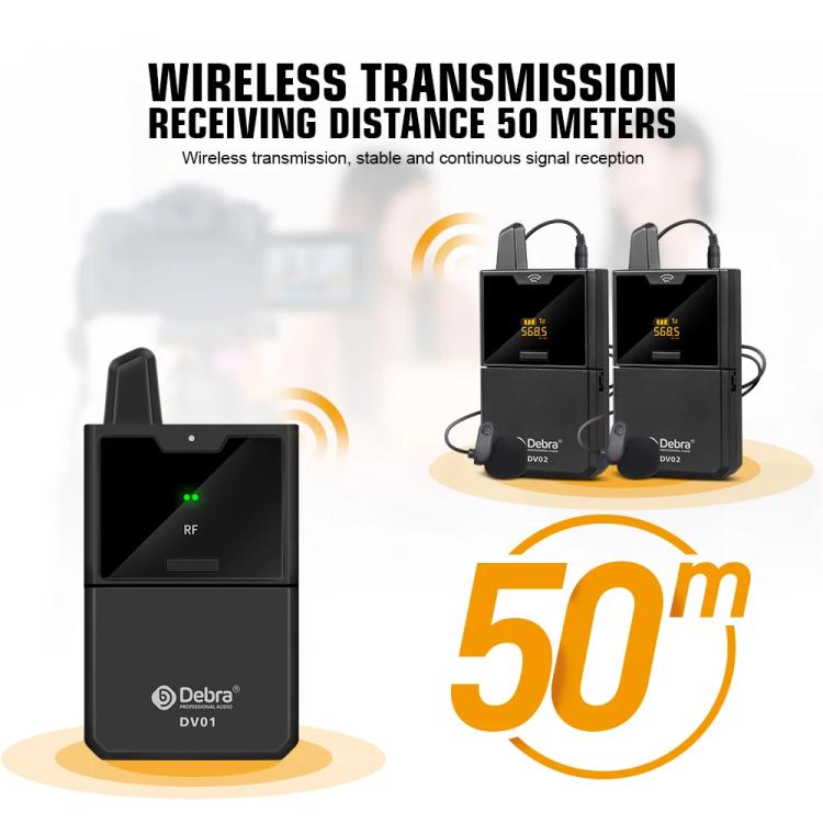 DEBRA DV-01 Wireless Lavalier Microphone TX & RX Outdoor Interview Live Broadcast, DV-01