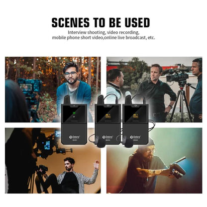 DEBRA DV-02 Wireless Lavalier Microphone TX & 2RX Outdoor Interview Live Broadcast, DV-02