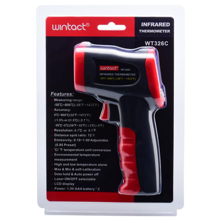 Wintact WT326C Portable Infrared Thermometer, Measuring Range: -50 to 800 Degrees Celsius, WT326C