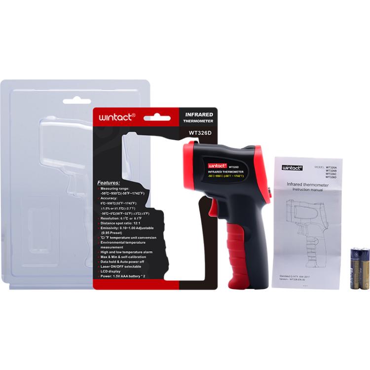 Wintact WT326D Portable Infrared Thermometer, Measuring Range: -50 to 950 Degrees Celsius, WT326D