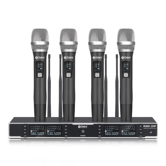 DEBRA R404 UHF Wireless Microphone 4-in-1 Professional Stage Performance Conference Handheld Mic, R404