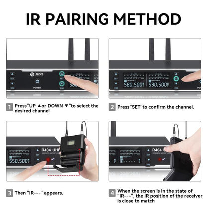 DEBRA R404 UHF Wireless Microphone 4-in-1 Professional Stage Performance Conference Handheld Mic, R404