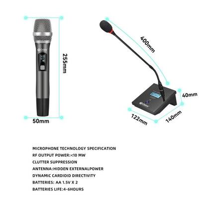 DEBRA R404 UHF Wireless Microphone 4-in-1 Professional Stage Performance Conference Handheld Mic, R404
