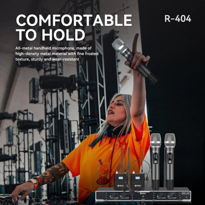 DEBRA R404 UHF Wireless Microphone 4-in-1 Professional Stage Performance Conference Handheld Mic, R404