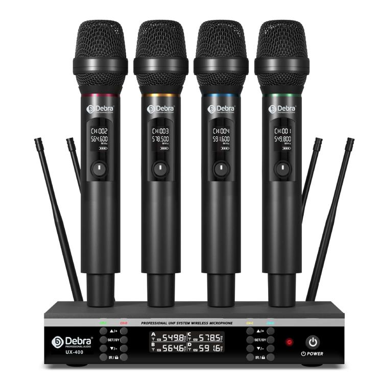 DEBRA UX-400 UHF Wireless Rechargeable Microphone System 4-in-1, UX-400