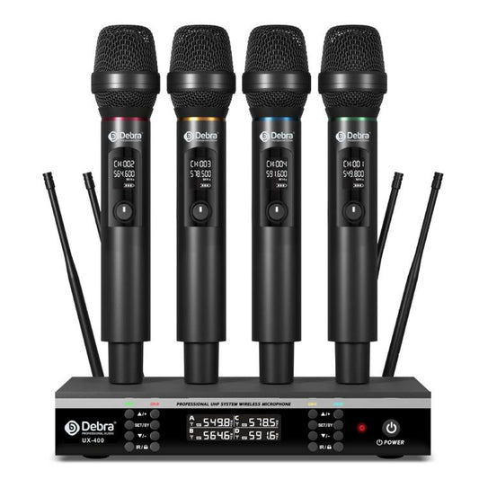 DEBRA UX-400 UHF Wireless Rechargeable Microphone System 4-in-1, UX-400