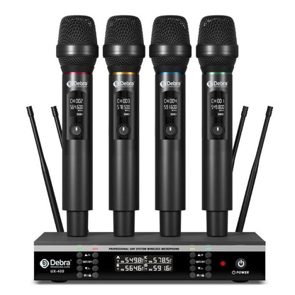 DEBRA UX-400 UHF Wireless Rechargeable Microphone System 4-in-1, UX-400