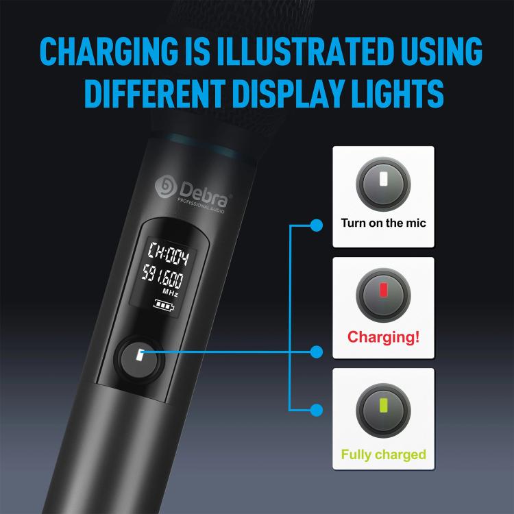 DEBRA UX-400 UHF Wireless Rechargeable Microphone System 4-in-1, UX-400