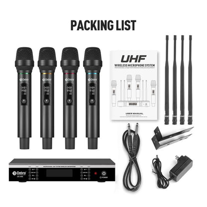 DEBRA UX-400 UHF Wireless Rechargeable Microphone System 4-in-1, UX-400