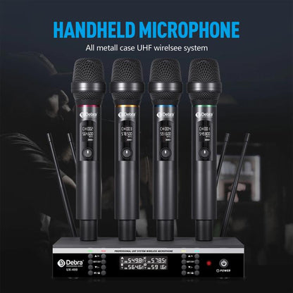 DEBRA UX-400 UHF Wireless Rechargeable Microphone System 4-in-1, UX-400