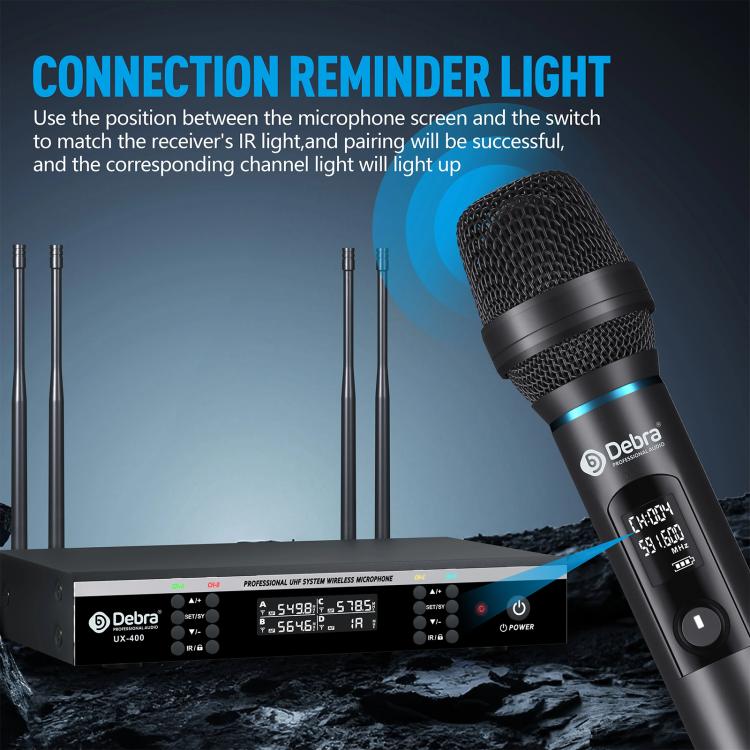 DEBRA UX-400 UHF Wireless Rechargeable Microphone System 4-in-1, UX-400