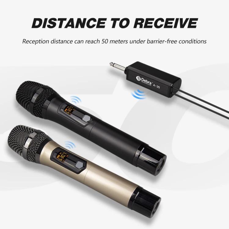 DEBRA A-25 UHF Wireless Rechargeable Microphone System for Stage KTV, One Mic, Two Mic
