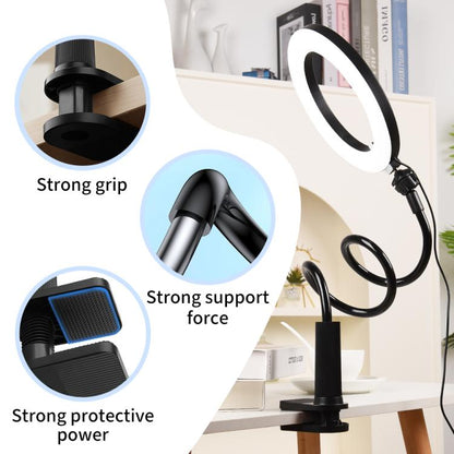 8 inch Striped Selfie Live Streaming Photography Lazy Stand LED Ring Fill Light Set, 8 inch