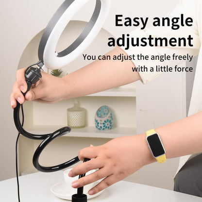 8 inch Striped Selfie Live Streaming Photography Lazy Stand LED Ring Fill Light Set, 8 inch