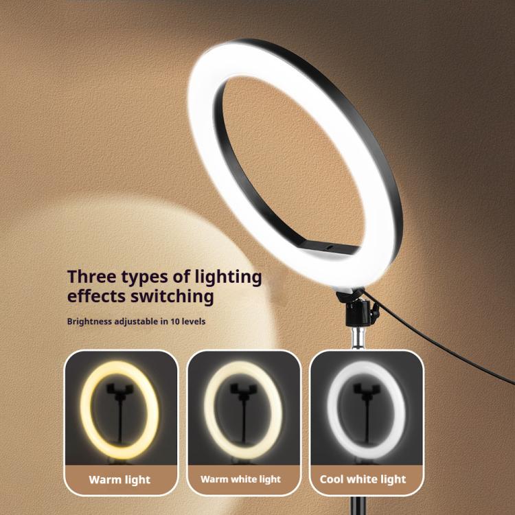 8 inch Striped Selfie Live Streaming Photography Lazy Stand LED Ring Fill Light Set, 8 inch