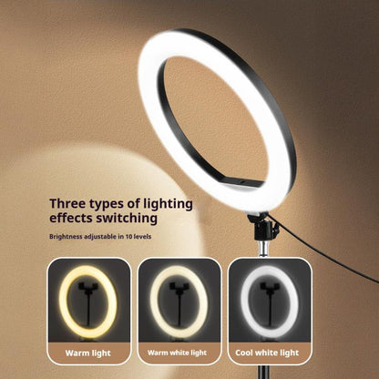 8 inch Striped Selfie Live Streaming Photography Lazy Stand LED Ring Fill Light Set, 8 inch
