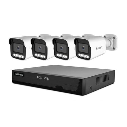 SriHome NVS005-POE065 3MP HD 4-CH POE Camera Network Video Recorder Kit, 3MP 4-CH