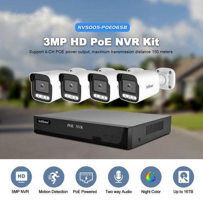 SriHome NVS005-POE065 3MP HD 4-CH POE Camera Network Video Recorder Kit, 3MP 4-CH