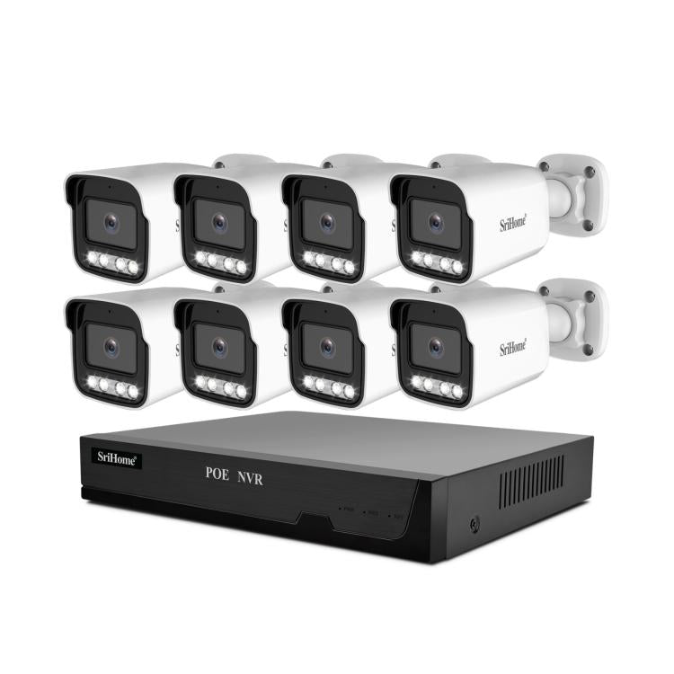 SriHome NVS005-POE065 3MP HD 8-CH POE Camera Network Video Recorder Kit, 3MP 8-CH