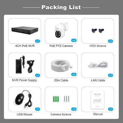 SriHome NVS005-POE030 5MP HD 4-CH POE Camera Network Video Recorder Kit, 5MP 4-CH