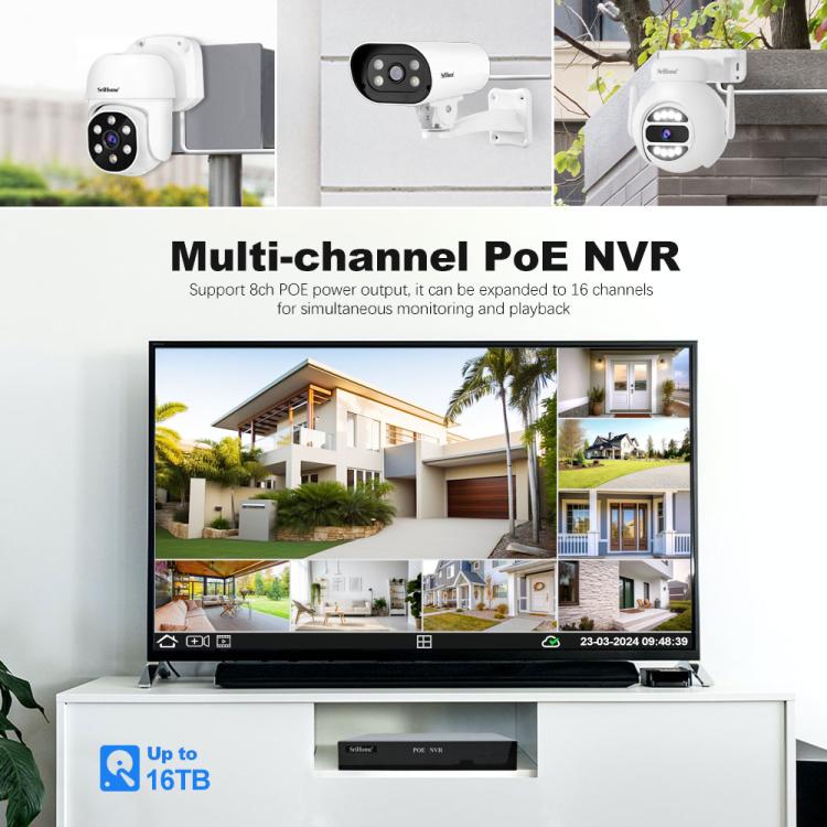 SriHome NVS005-POE030 5MP HD 4-CH POE Camera Network Video Recorder Kit, 5MP 4-CH