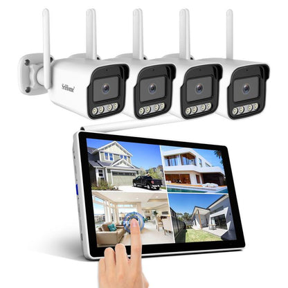SriHome NVS010-IPC065 5MP HD 4-CH WiFi Camera Kit with 10.1 inch Touch Screen Monitor, EU Plug, US Plug, UK Plug, AU Plug