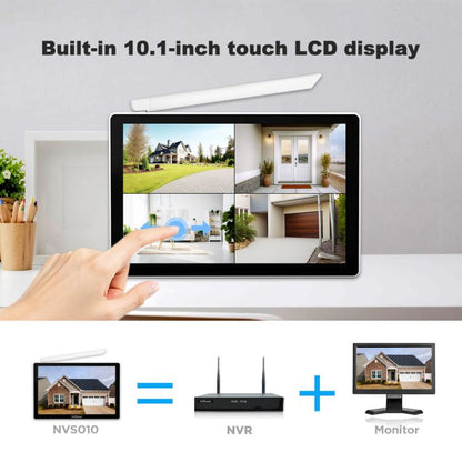 SriHome NVS010-IPC065 5MP HD 4-CH WiFi Camera Kit with 10.1 inch Touch Screen Monitor, EU Plug, US Plug, UK Plug, AU Plug