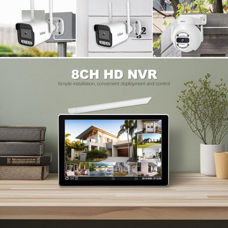 SriHome NVS010-IPC065 5MP HD 4-CH WiFi Camera Kit with 10.1 inch Touch Screen Monitor, EU Plug, US Plug, UK Plug, AU Plug