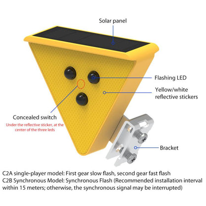 C2A Solar Flash LED Strobe Warning Light, C2A(White Light), C2A(Yellow Light)
