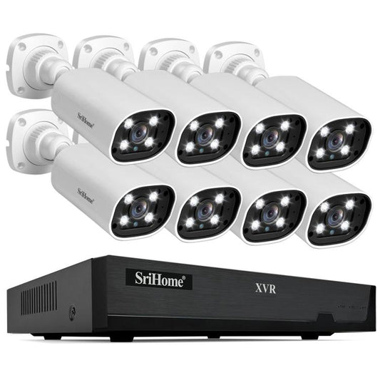 SriHome NVS008-AHD006 2MP HD 8-CH XVR NVR Camera Network Video Recorder Kit, NVS008-AHD006 8-CH