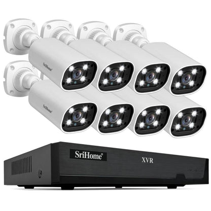SriHome NVS008-AHD006 2MP HD 8-CH XVR NVR Camera Network Video Recorder Kit, NVS008-AHD006 8-CH