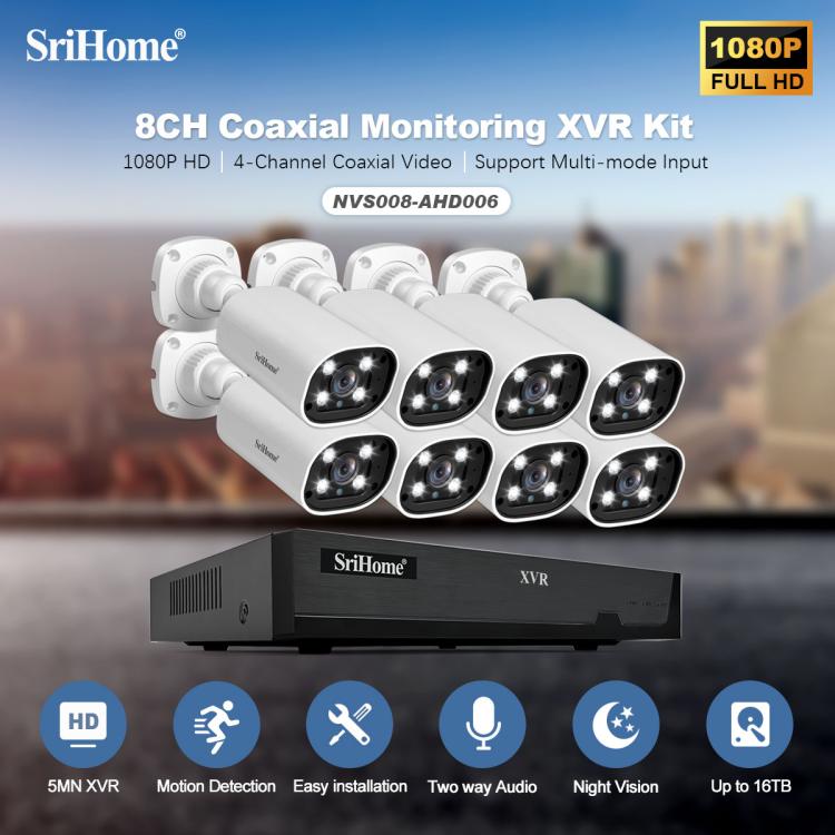 SriHome NVS008-AHD006 2MP HD 8-CH XVR NVR Camera Network Video Recorder Kit, NVS008-AHD006 8-CH