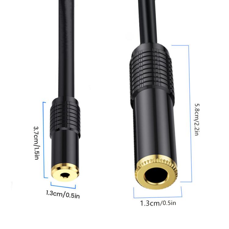 3.5mm Dual-channel Female to 6.35mm Dual-channel Female Stereo Audio Cable, 0.5m, 1.8m, 3m