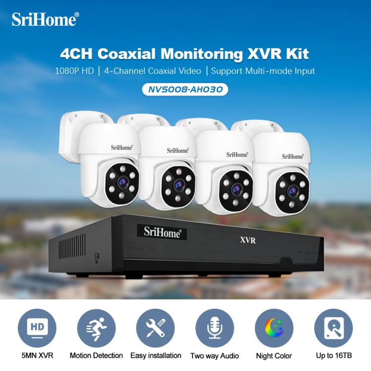 SriHome NVS008-AHD030 5MP HD 4-CH XVR NVR Camera Network Video Recorder Kit, NVS008-AHD030 5MP