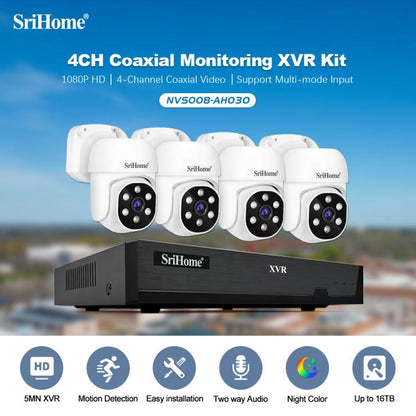SriHome NVS008-AHD030 5MP HD 4-CH XVR NVR Camera Network Video Recorder Kit, NVS008-AHD030 5MP