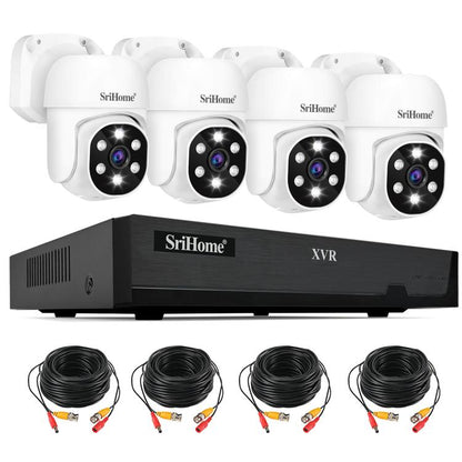 SriHome NVS008-AHD030 2MP HD 4-CH XVR NVR Camera Network Video Recorder Kit, NVS008-AHD030 2MP