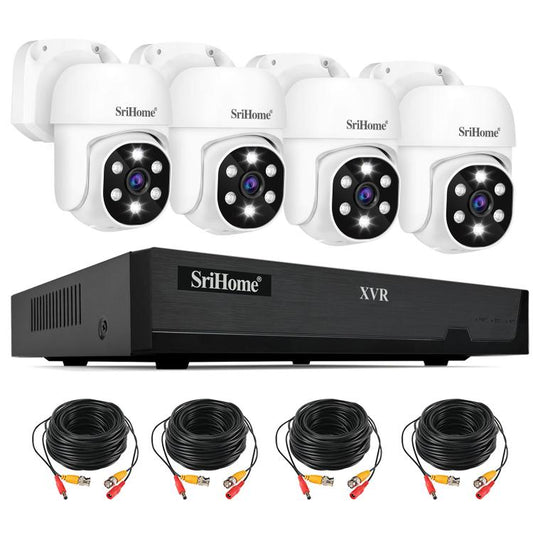SriHome NVS008-AHD030 2MP HD 4-CH XVR NVR Camera Network Video Recorder Kit, NVS008-AHD030 2MP